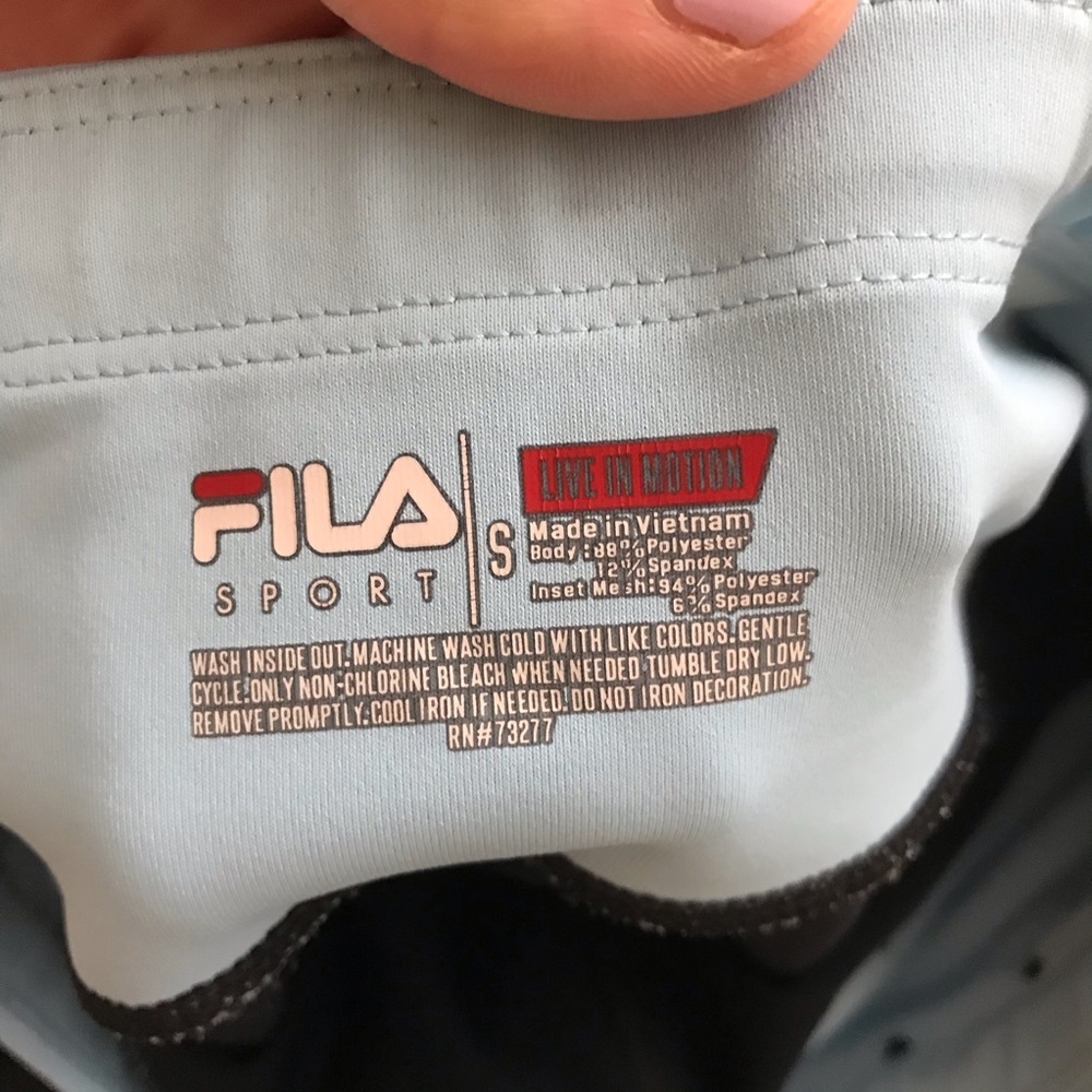 FILA Black and Light Blue w/ Mesh Panel Leggings - Picture 4 of 4